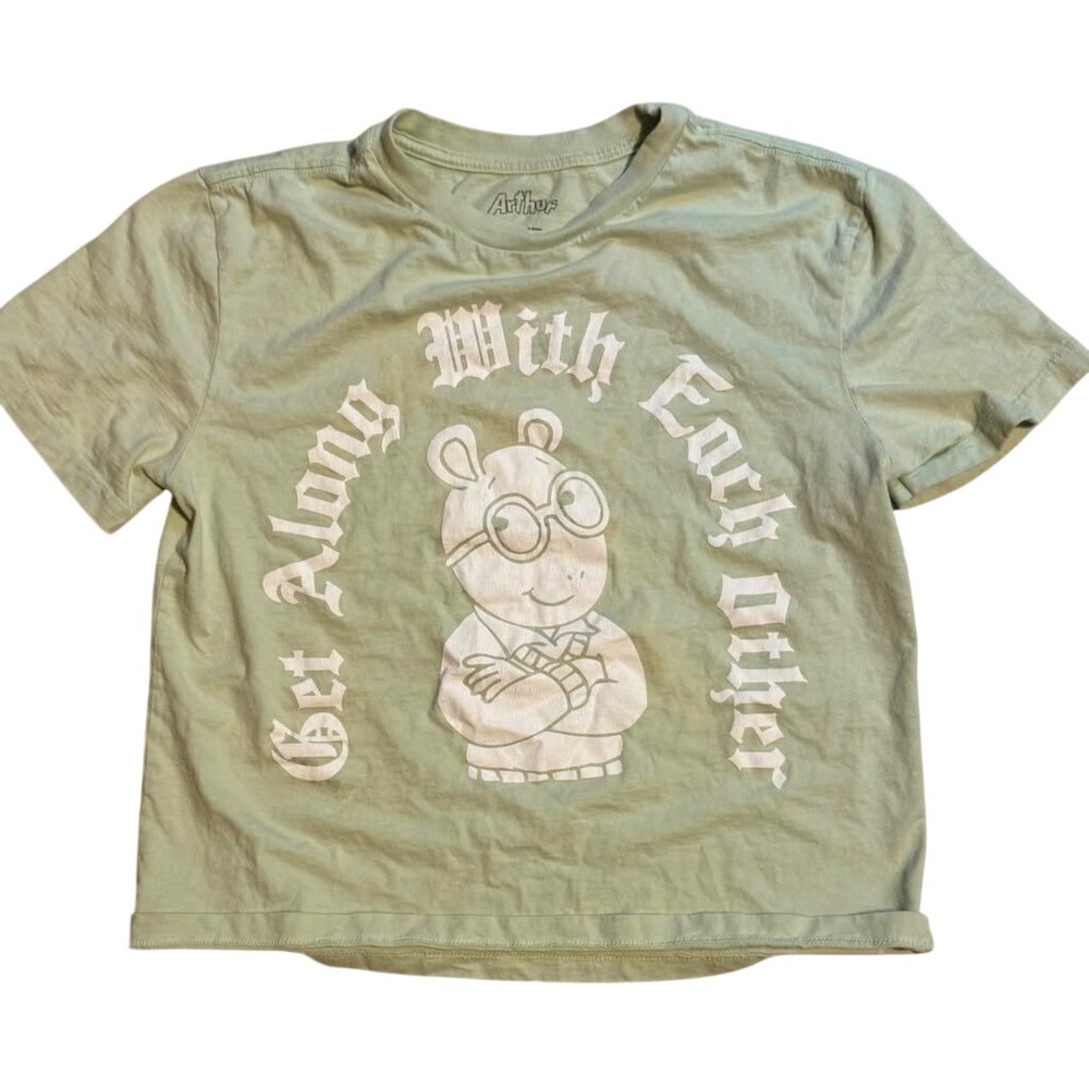 Arthur Get Along With Each Other Graphic Tee Sage Green Cotton Small